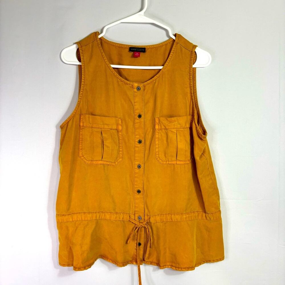 NWT Vince Camuto Mustard Button-Front Tank Top Size Medium WW0947
